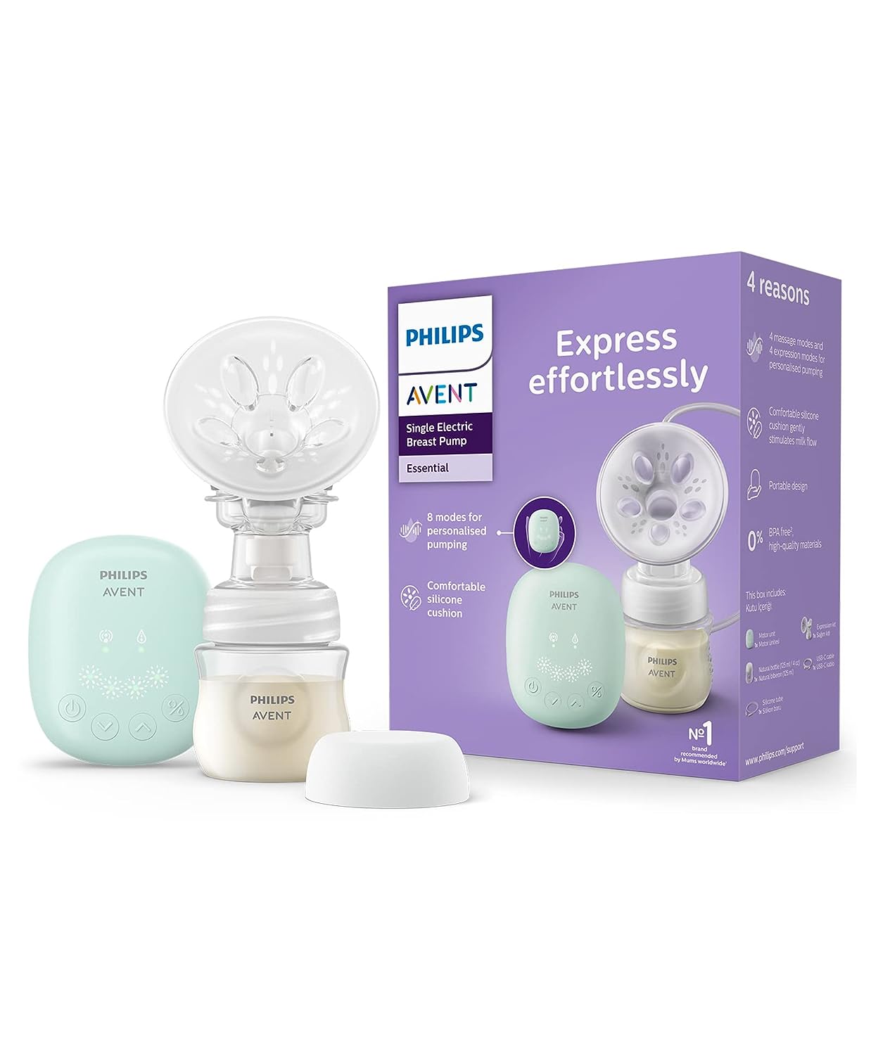 Philips Avent Electric Breast Pump: Soft Adaptive Cushion, Portable & Compact USB Charging, 4 Stimulation & 4 Expression Modes | SCF323/11 ( Cordlife )
