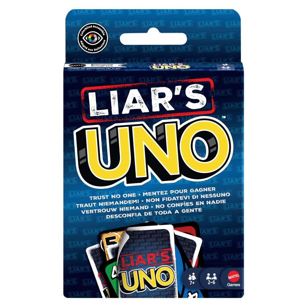 Mattel Games Liar’s UNO Card Game for Adults, Kids, Families, Parties & Game Nights, Travel Fun, Outwit Other Players with Bluffing & Trickery