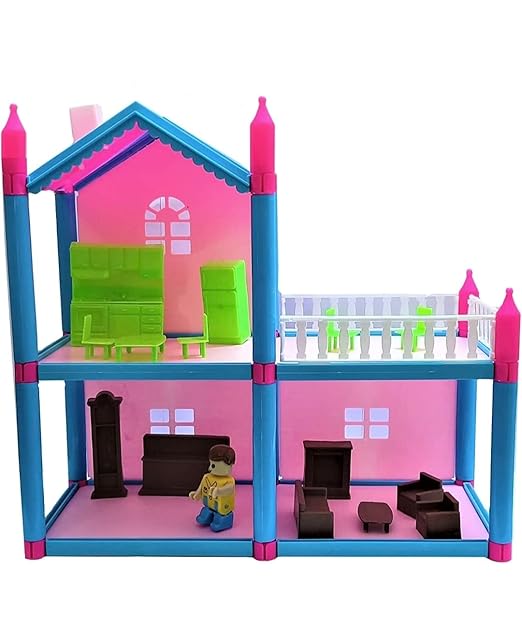 MAMMA MIA Lovely Doll House Play Set with Accessories For Kids - 78 Pcs - Multicolor