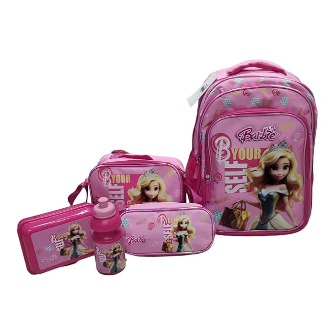 5 in 1 School Set Combo School Backpack, Lunch Bag, Pencil Case, Lunch Box & Water bottle For Kids - Multicolor