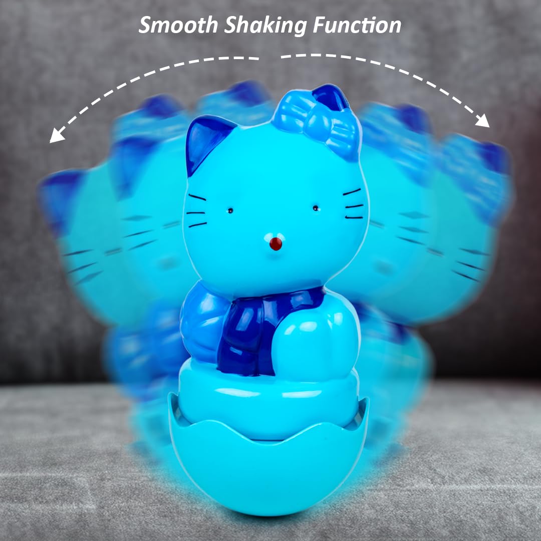 Ratna's Cute Kitty Roly Poly Push and Shake Wobbling Bell Sounds Musical Rattle Toy for Babies & Toddlers