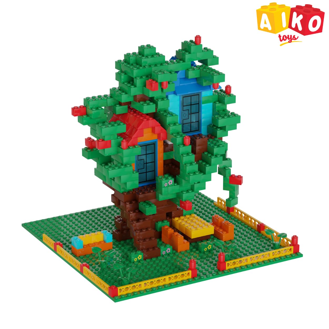 AIKO Tree House Building Blocks Set – 535 Pieces | ABS Plastic Multi-Color Construction Toy | Includes Idea Booklet & Figurines | Creative Play for Kids 6+
