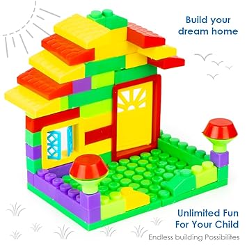 RATNA'S Colourz Home Junior Construction Set with Bright & Colorful Interlocking Blocks for Kids - 60 pcs - Multicolor