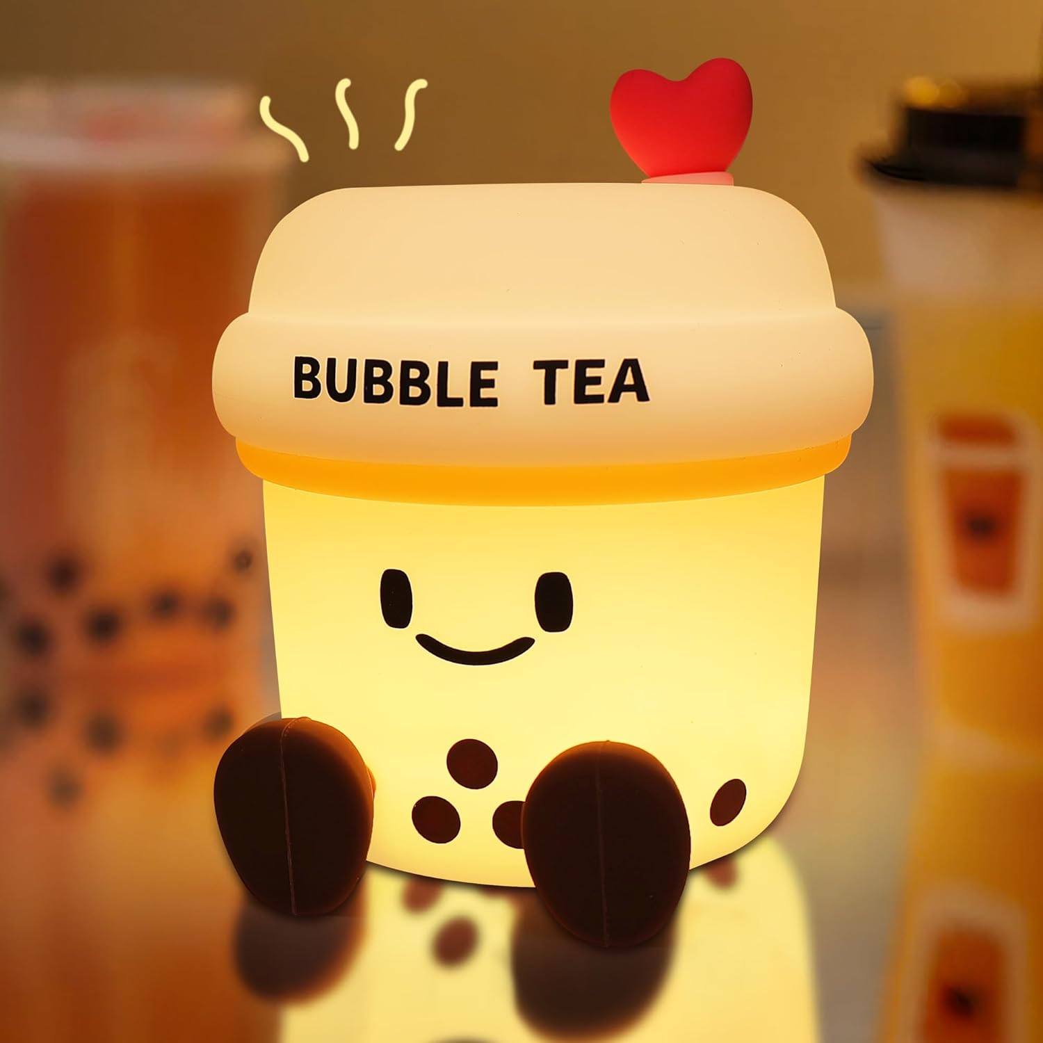 Cute Night Light for Kids, Bubble Boba Tea Silicon Lamp Rechargeable