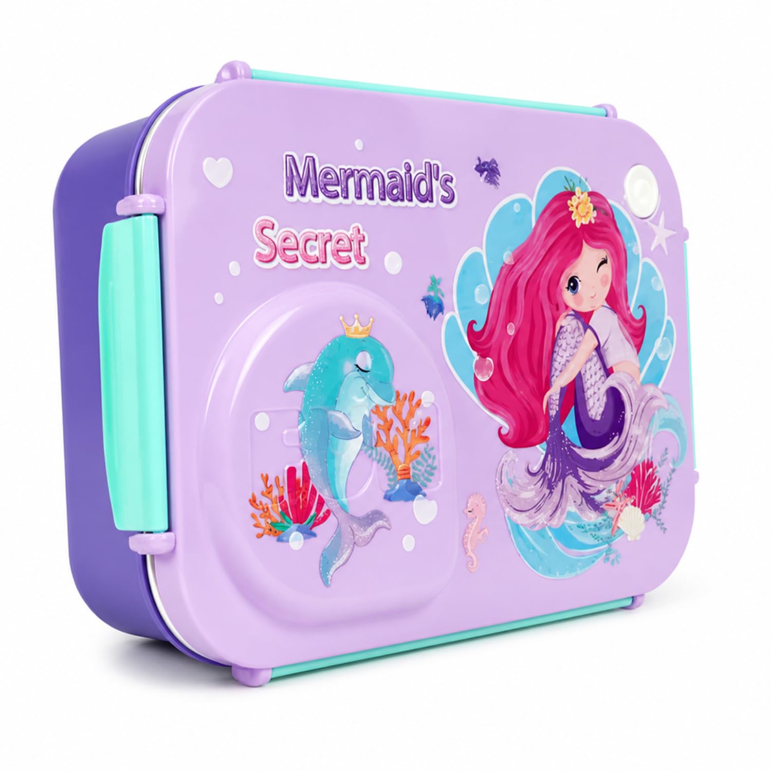 Stainless Steel Kids Lunch Box 750ml + 150ml | 3 Compartment Leakproof Bento Tiffin Box with Bowl + Spoon | Block Lid | School Lunch Box for Boys & Girls | Assorted