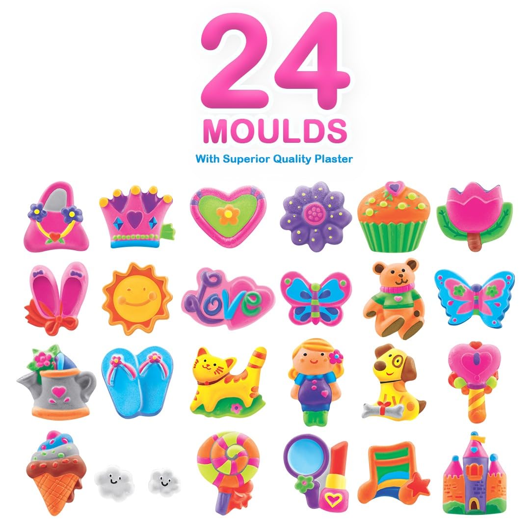 Ratna's Classic Fridge Magnets Mould & Paint Senior DIY Kit - Create 24 Adorable Plaster Fridge Magnets & Badges - Fun Craft Activity for Kids & Adults
