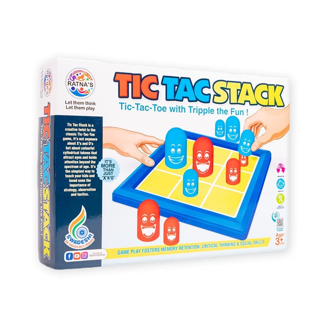 Ratna's Tic Tac Stack Mind Challenging Strategy Family Board Game for Kids and Adults