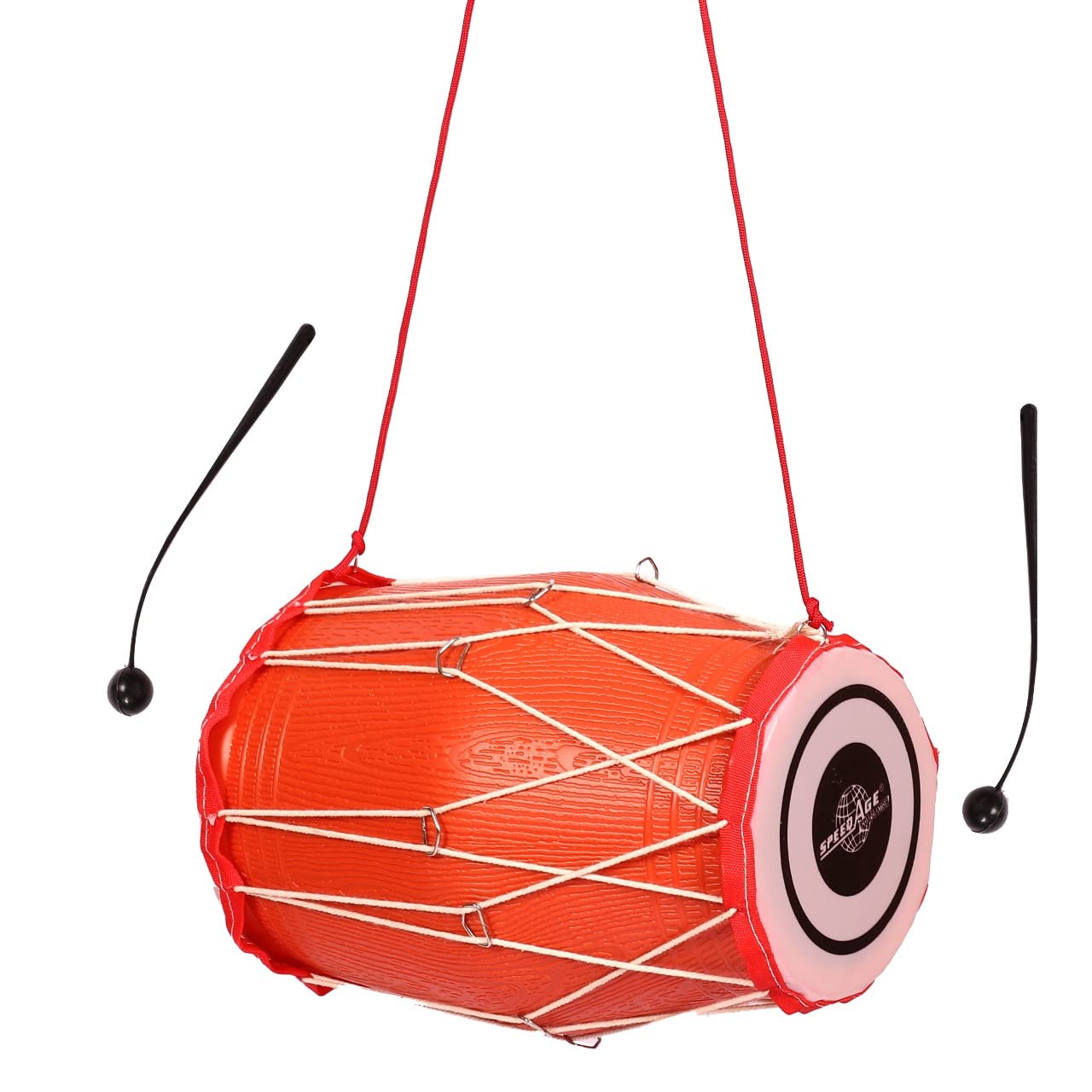 Beautiful Dholki Toys For Children Musical Instrument with 2 sticks - Color & Design May Vary