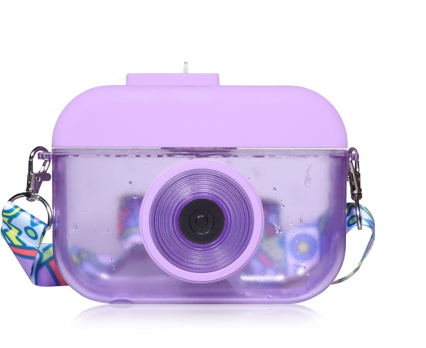 Camera Shape Bottle for Schooling, Cute Kids Water Bottles with Straws For Travel - Pack of 1 - Assorted Color