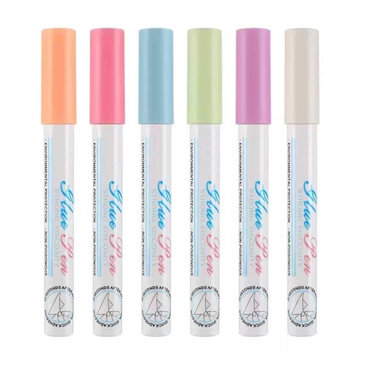 Set of 6 Glue Pens – Fine Tip, Quick Dry For Kids (Multicolor)