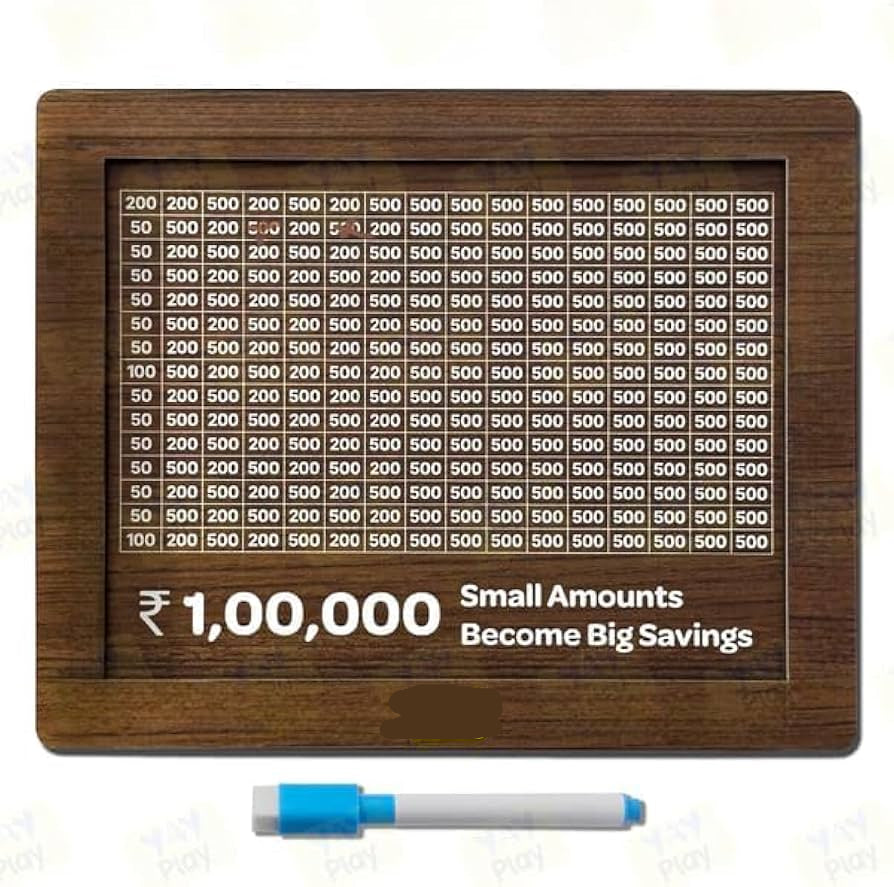 Cots and Cuddles Wooden Piggy Bank for Kids & Adults | 1,00,000 Savings Challenge Money Box with Tracker | Brown