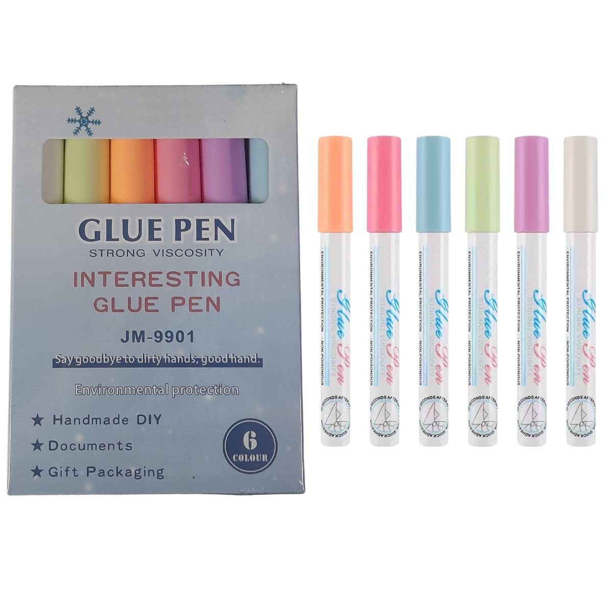 Set of 6 Glue Pens – Fine Tip, Quick Dry For Kids (Multicolor)