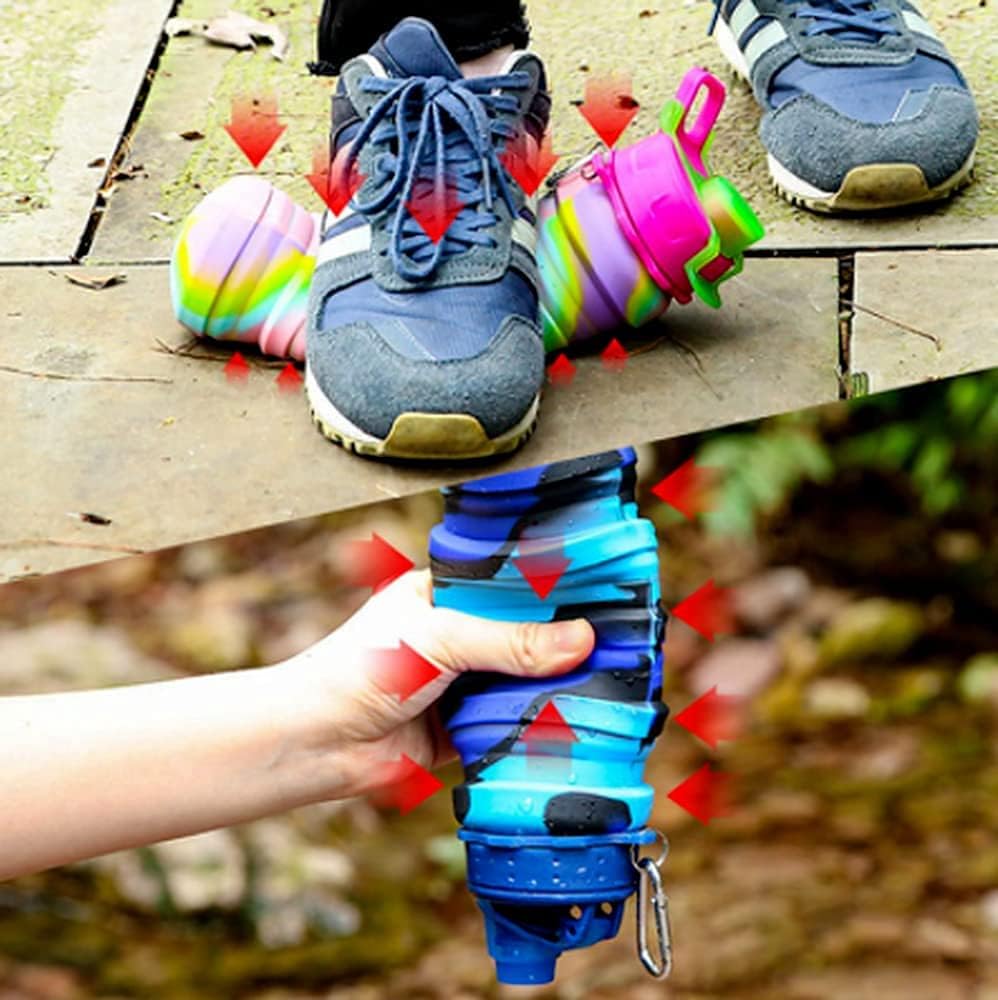 Cute Water Bottle BPA Free 500 ml Printed Themed Foldable Water Bottle Silicone Food Safe Bike, Sports, and Outdoor Activities - Assorted
