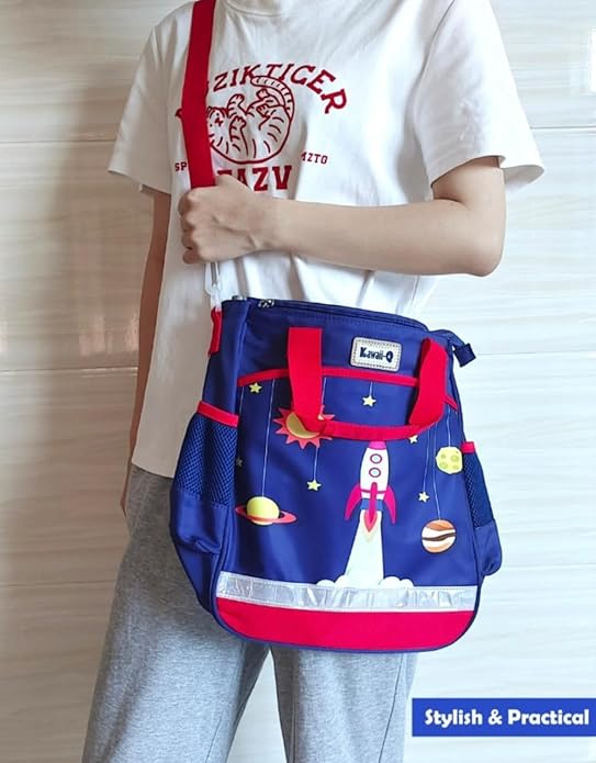 Kawaii-Q Accessories Space Rocket Astronaut Theme Multipurpose Bags – Activity Bag for Kids, Waterproof Sling Bag