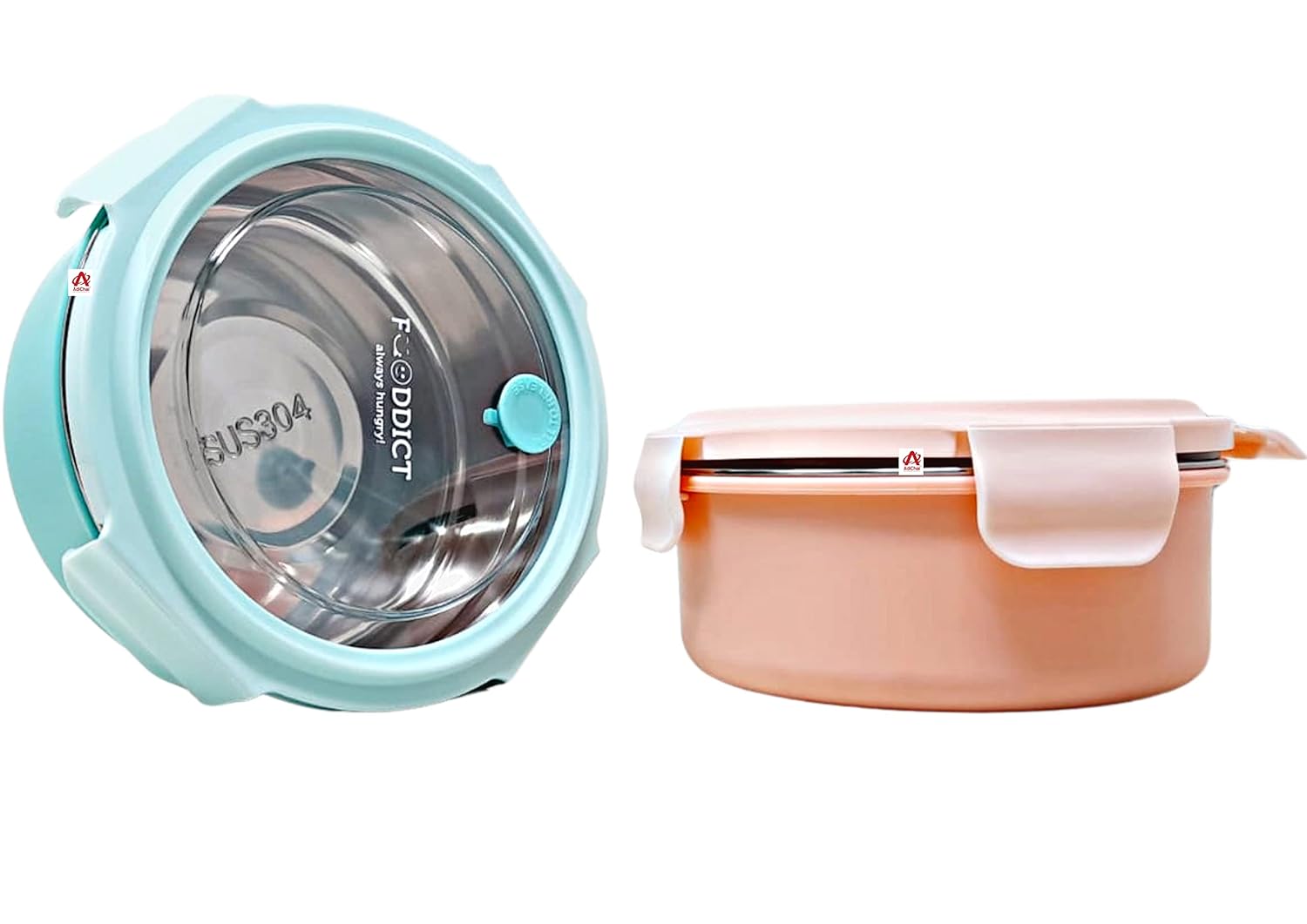 Stainless Steel Leak Proof Reusable Freezer Safe with Spoon BPA Free, Lunch Box for Kids School & Office Color May Vary