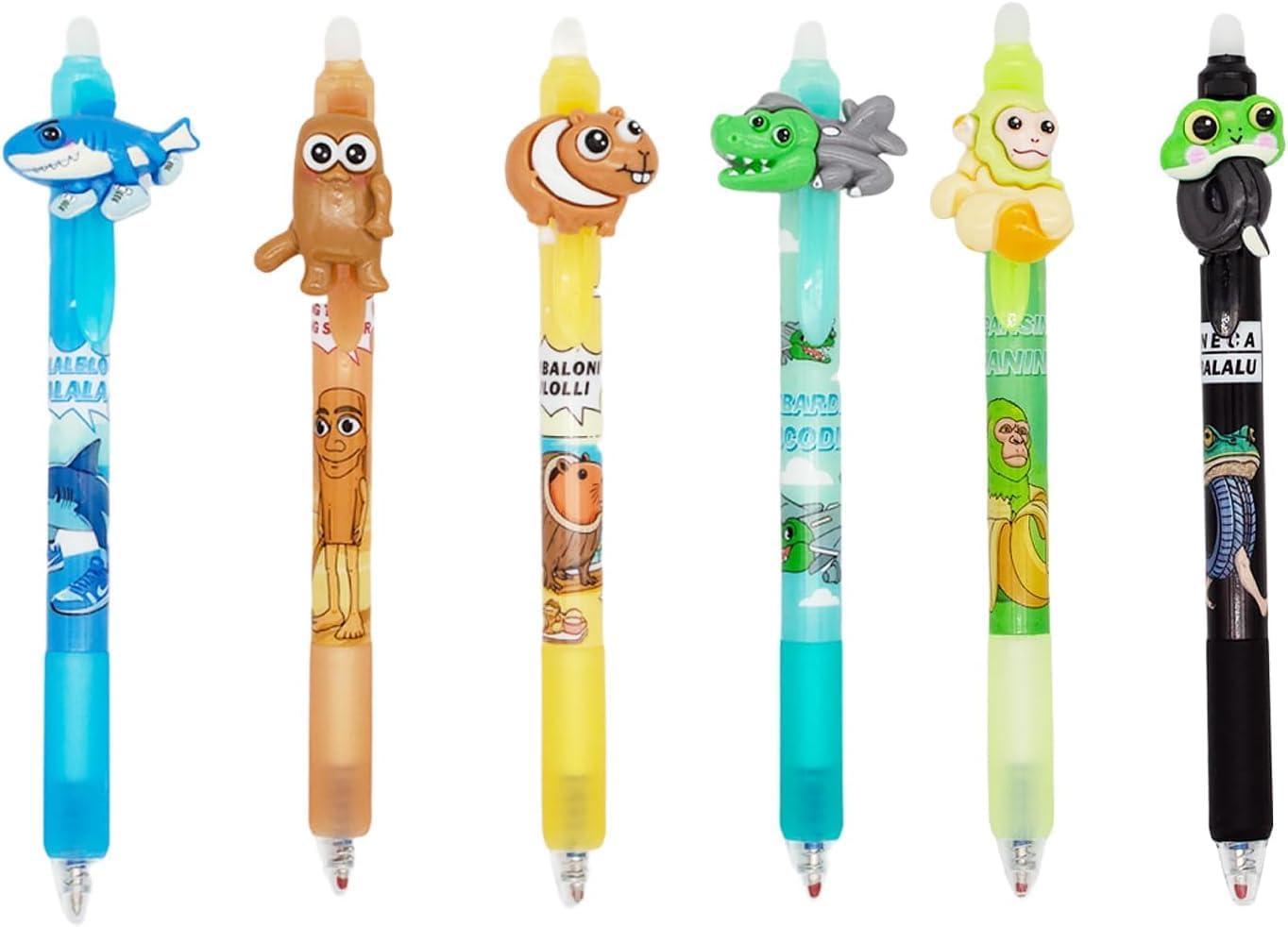Cartoon Animal themed Pen Set Fun 3D Animal Figurine Design | Pack Of 6 | Assorted