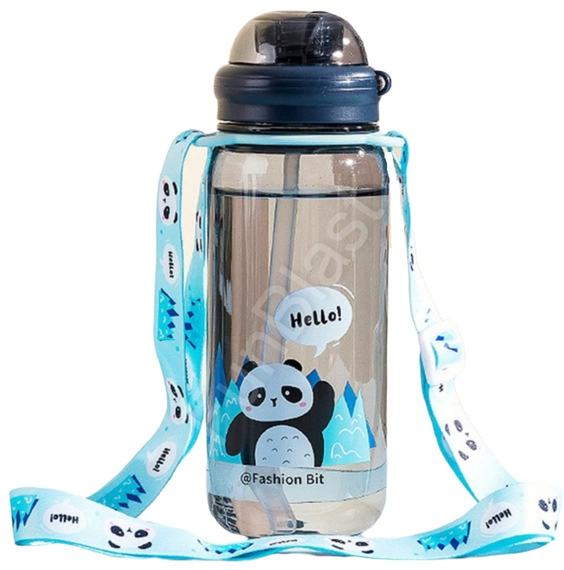 Cute Water Bottle for Kids – Cartoon Animal Design Sipper Bottle with Straw & Adjustable Strap | 520ml