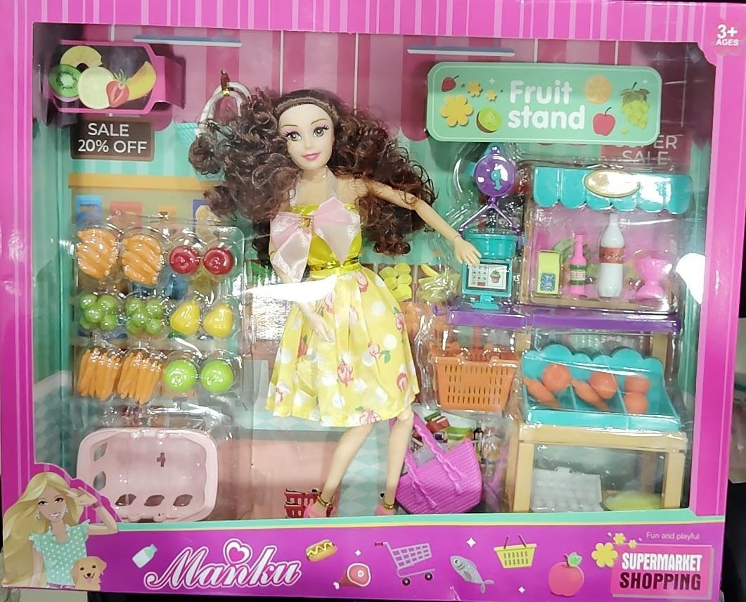 Manku Toys Fruit Stand Super Market Doll Set: Fun and Educational Play set for Kids - Box Damages