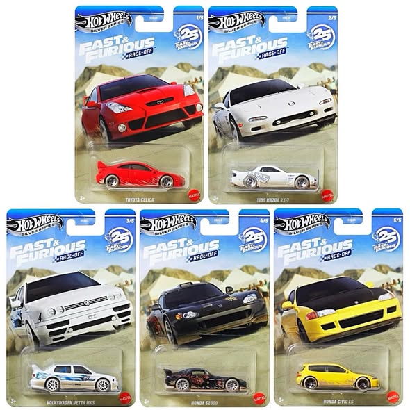 Hot Wheels Silver Series Fast & Furious: Race-Off – 1:64 Die-Cast Collector Set (Pack of 5)