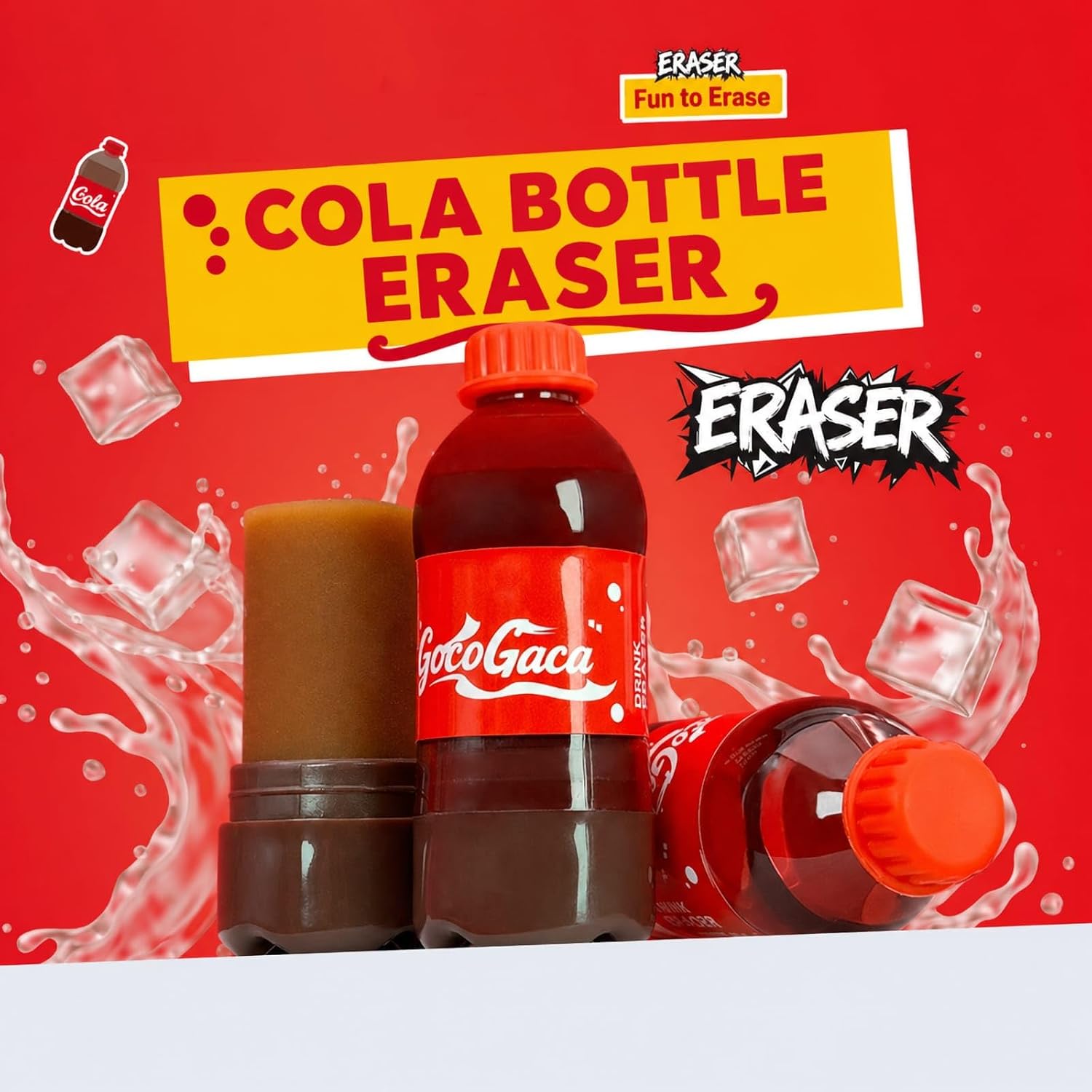 Cola Bottle Shaped Eraser – Creative Design Erasers for Writing – Pack of 3