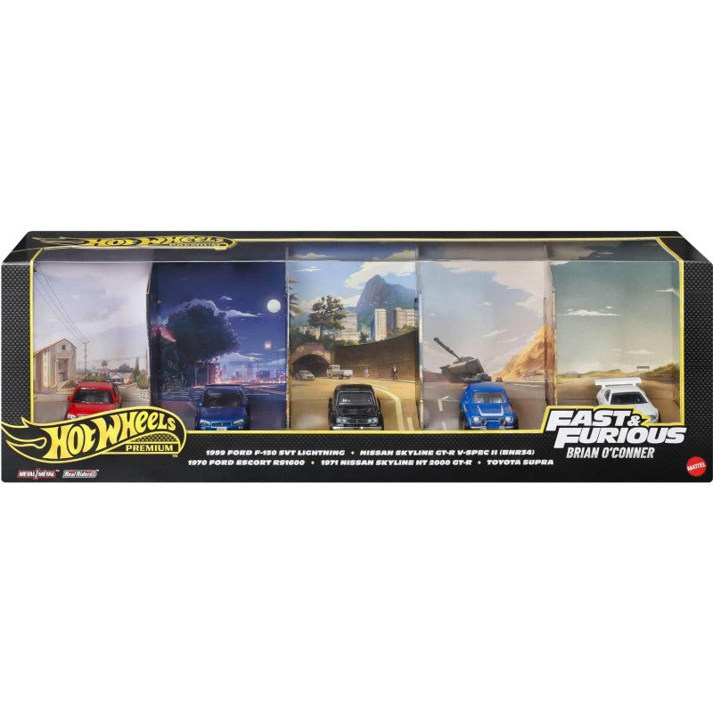 Hot Wheels Toy Cars, Premium Fast & Furious Bundle, 5 1:64 Scale Die-Cast Vehicles from the Movie Franchise in Collectable Packaging | 1:64 Scale, From Movie Franchise, Collectable Packaging