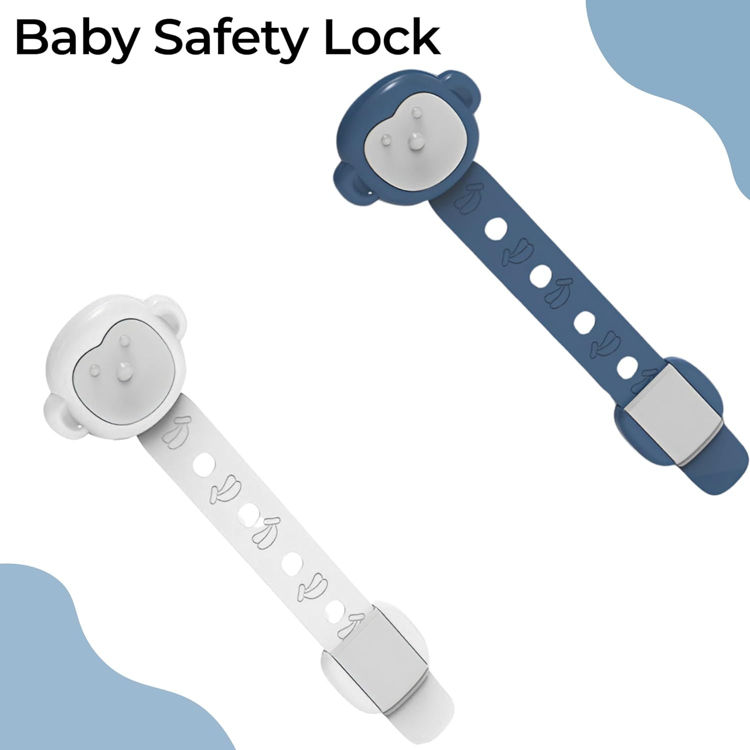 Child Safety Locks - 22cm x 4cm Adjustable Baby Locks for Cabinets and Drawers, 3M Adhesive, No-Drill Cabinet Door Lock. Suitable for Doors, Ovens, Trash Cans, Refrigerators - 1 Pack Contains 2 Pcs