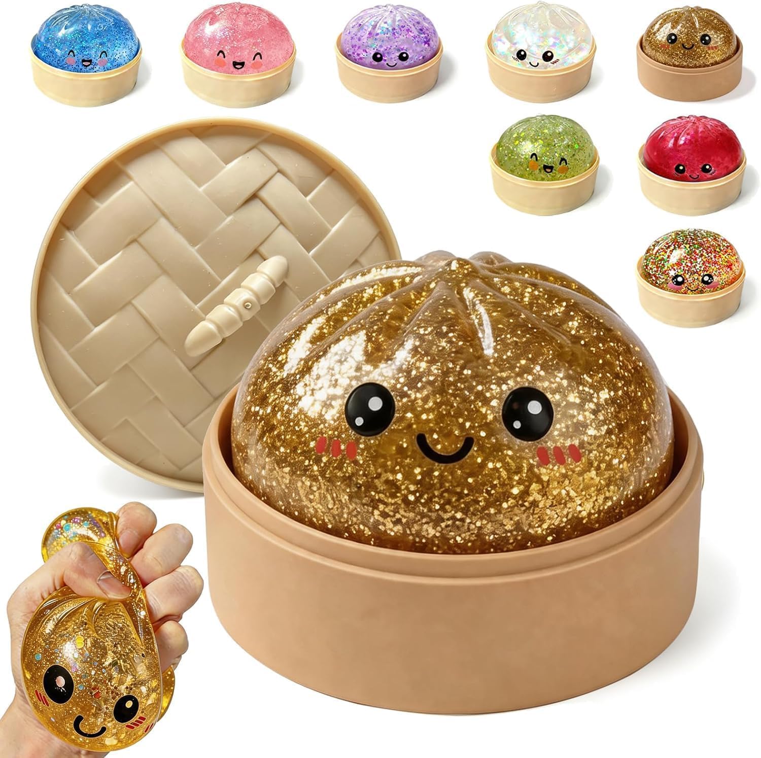 Dumpling Squishy Mystery Box for Kids, Adults Anxiety Relief Cute Big Squishy Dumpling Stress Ball Squishy Dumpling Squishy Stress Relief Stretchy Desk Toys (Random Piece of 1 Multicolor)