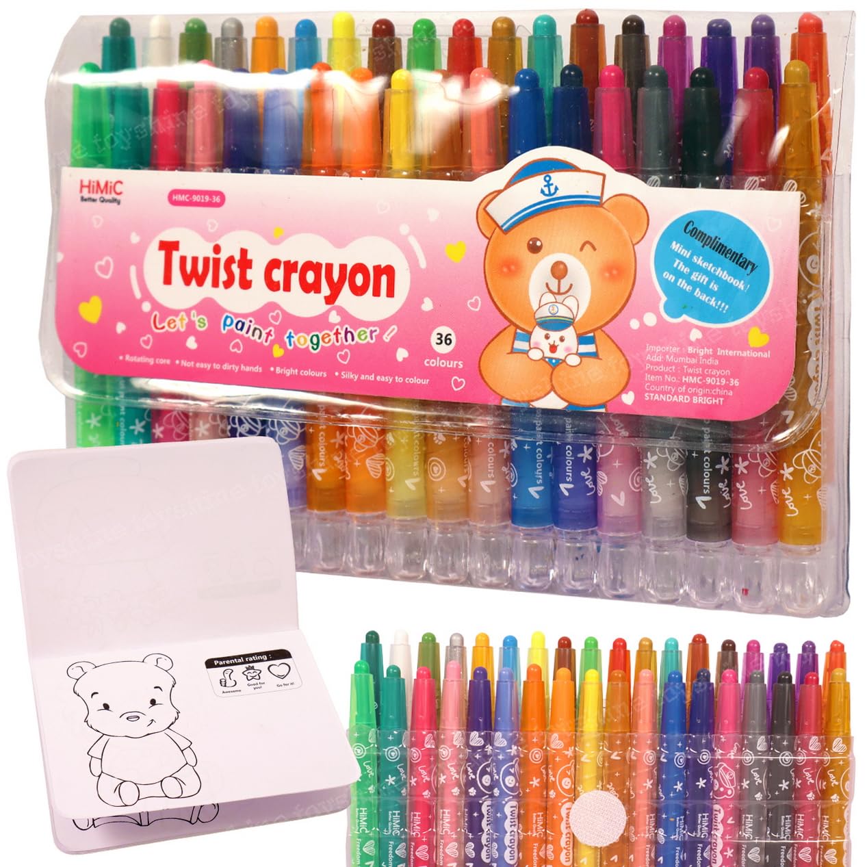 Rolling Crayon 36 Pcs Colors Twist Crayon Colors Set For Kids, Coloring Kit For Kids, Art And Craft Kit