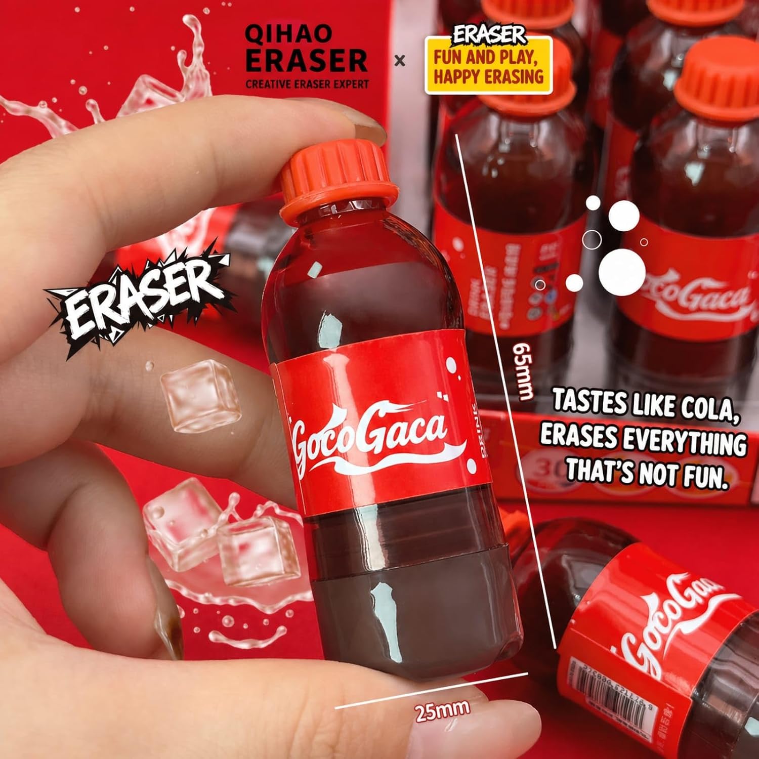 Cola Bottle Shaped Eraser – Creative Design Erasers for Writing – Pack of 3