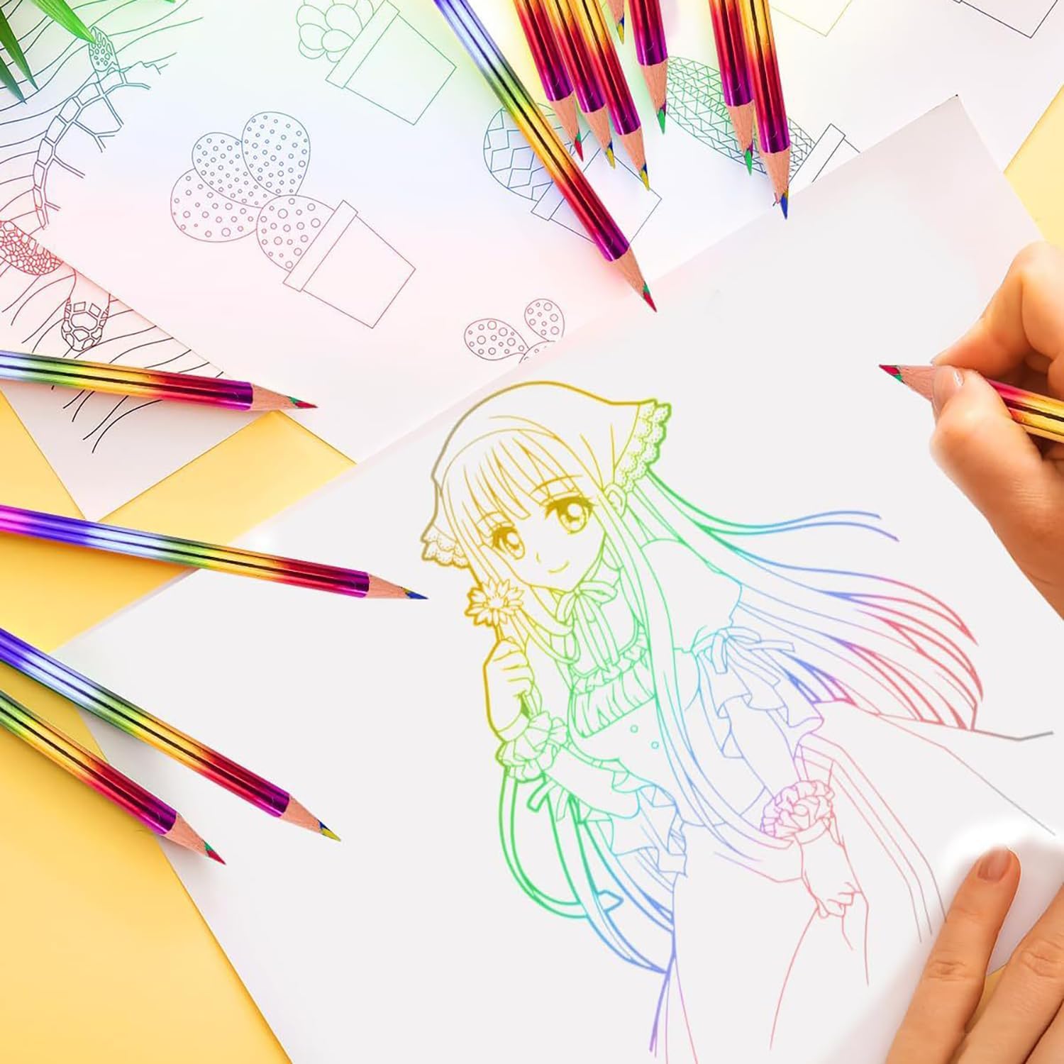 Rainbow Color Pencils Pack of 12 , Colouring Pencils, Colouring Pencils, Multicolored Pencils, Drawing Pencil Set for Art Drawing, Sketching and Coloring