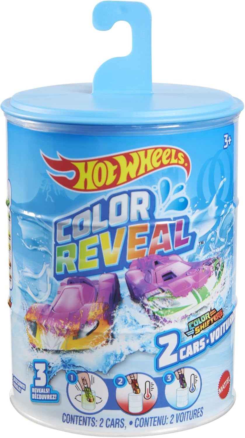 Hot Wheels GYP13 - 2 Pack Vehicles (1:64 Scale), Colour Changing Effect & Surprise Effect, Transformation with Cold and Hot Water (Packaging May Vary)