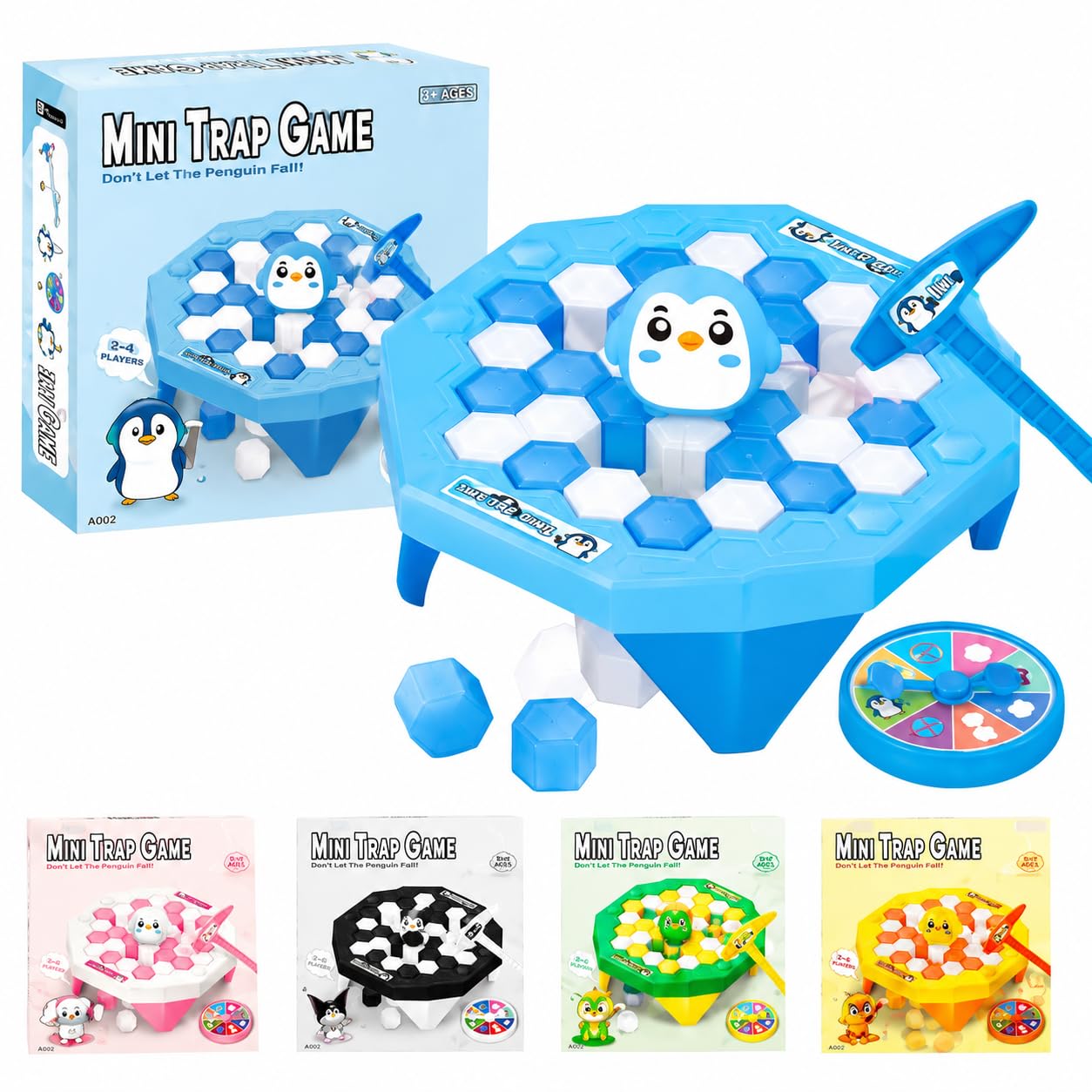 Mini Trap Game Ice Breaker Board Game for Kids | 2-4 Players | Interactive Family Tabletop Game | Educational Toy | Includes Hammer & Spinner | Ages 3+ | Assorted