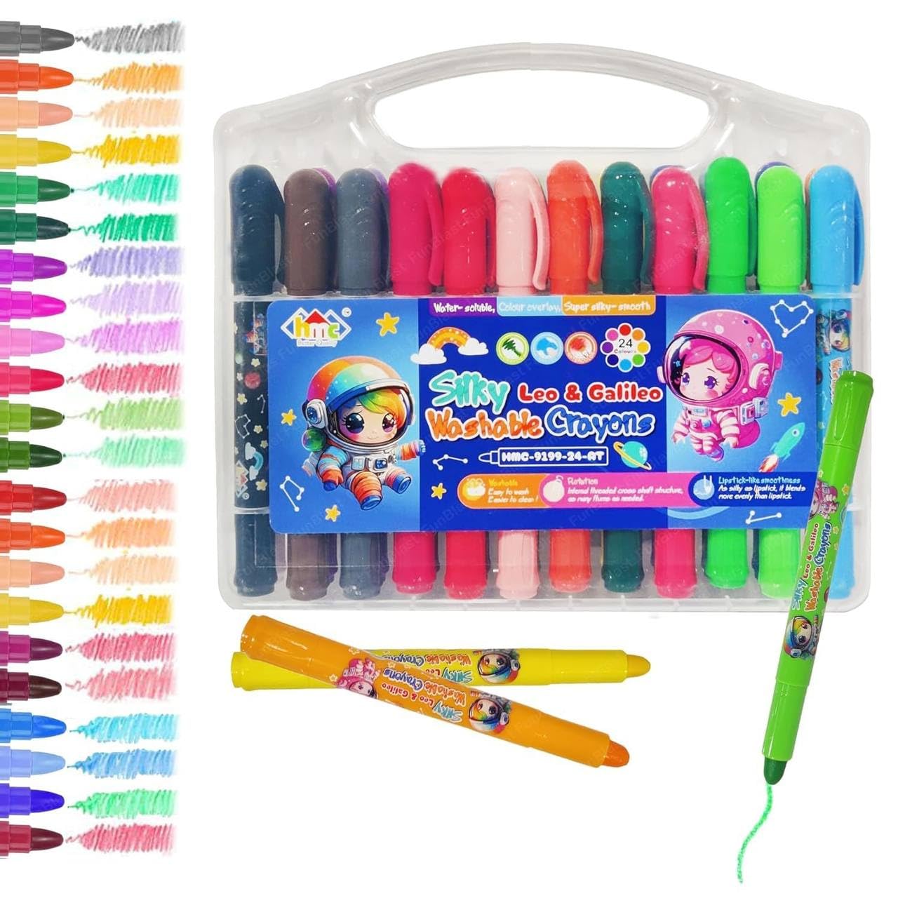 Crayon Set – Includes Classic Cylindrical & Silky Hexagonal Crayons for Smooth Blending – Perfect for Kids - 24 Shades
