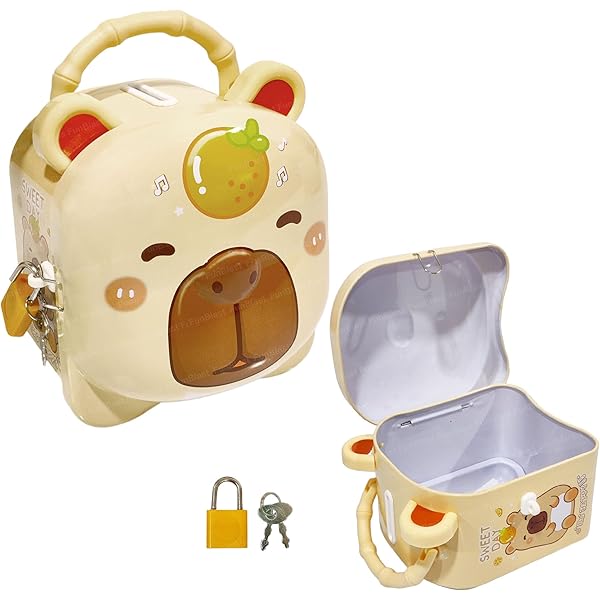 Bear Shape Coin Bank with Lock & Keys – Designer Piggy Bank for Kids Pack Of 1 (Multicolor)