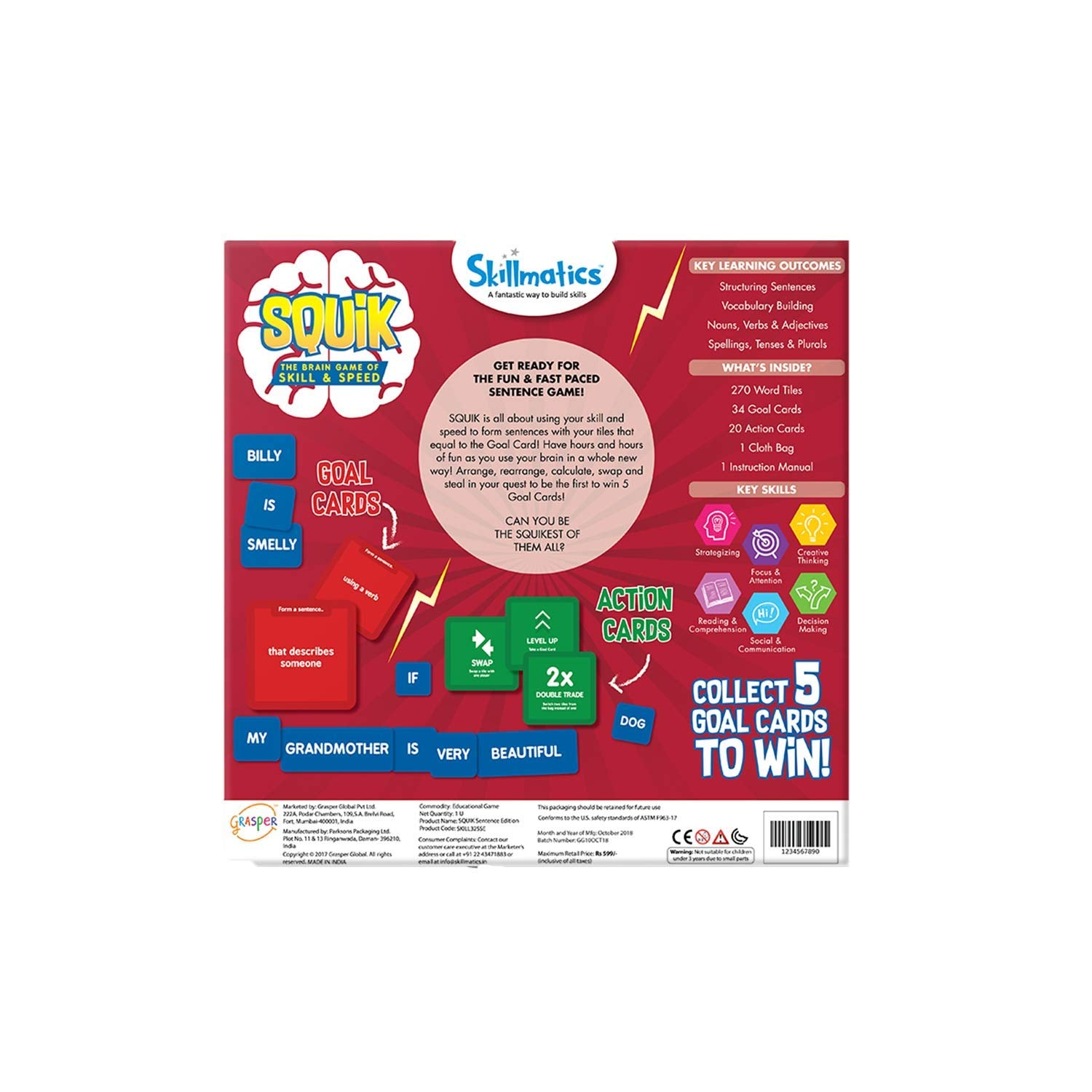 Skillmatics: SQUIK Sentence Edition | Exciting Strategy Game for Kids, Adults, and Families