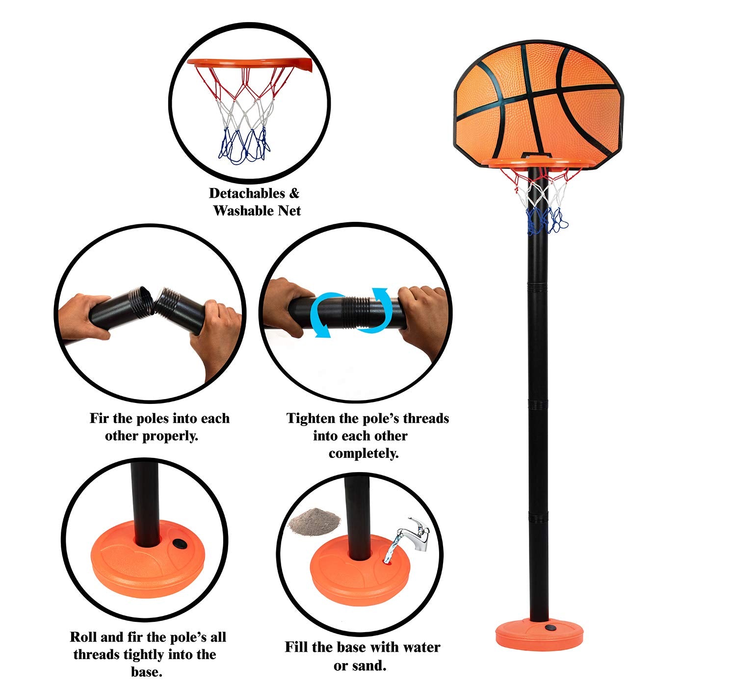 itoys Height Adjustable Shooting Champ Basketball Set for Kids, Multicolor