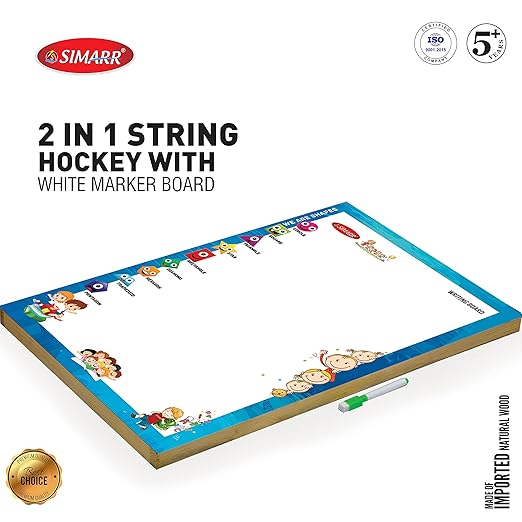 SIMARR: 2 in 1 String Hockey with White Marker Board for Kids - Multicolor