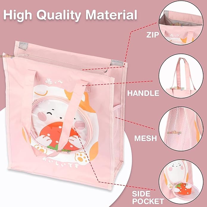 Hand Bag for Women, Girls, and Children – Multi-Purpose Waterproof Portable Carrying Bag, Tote Bag, File Bag, Lunch Bag, Office Bag, Double Layer Zipper Bag