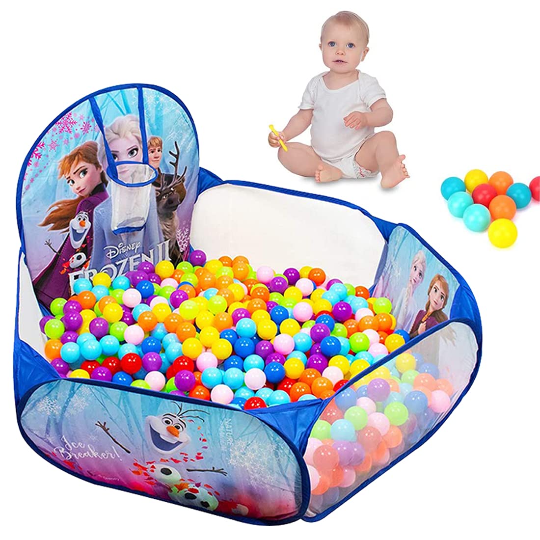 iToys Theme Disney Frozen Baby Ball Pool for Kids with Ball Pit Foldable Play Tent Indoor Outdoor Toys for Kids