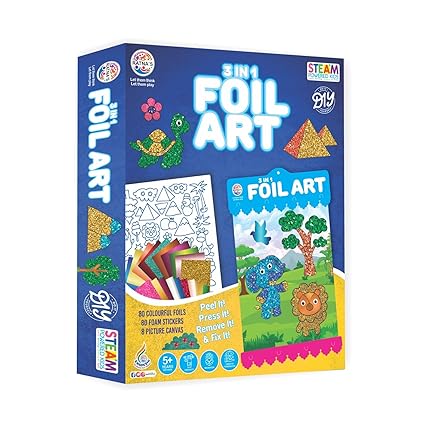 Ratna's 3 in 1 Foil Art DIY Creative Activity Kit for Kids - Multicolor