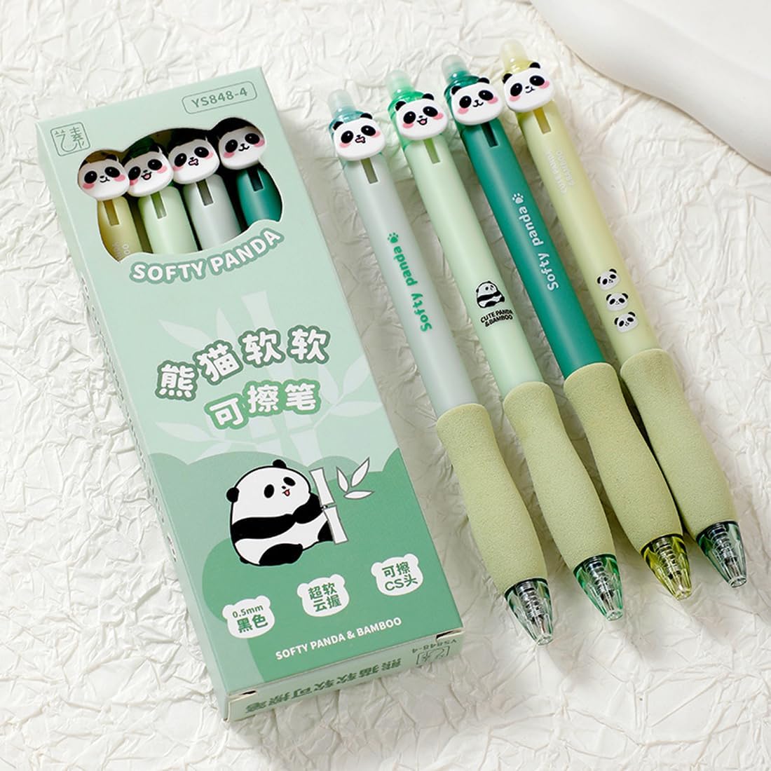 Panda Model Cute Erasable Gel Pens – 4 Pcs Pack | Erasable Ballpoint Pens for Kids
