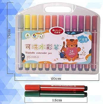 Washable Watercolor Pens Set - Coloring Kit Art Markers Color Sketch Pens Set Kids Artists Sketching Drawing Materials Craft - 24 Shades