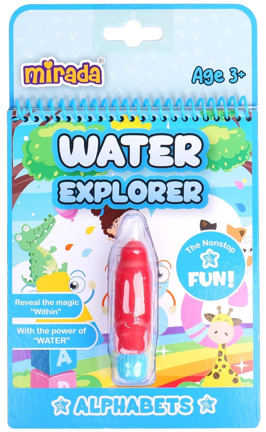 Mirada - Mirada Water Explorer | Water Colouring Book, Reusable Water-Reveal Book I Self-Drying with Easy to Hold Water Pen for Kids - Multicolour