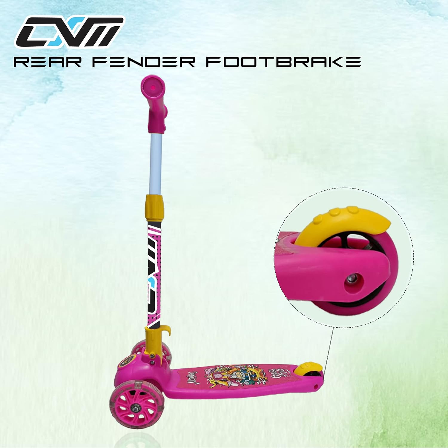 3 Wheel Kids Scooter for Kids of 3 to 10 Years – LED Magic Wheels, Smart Kick Scooter with Foldable & Height Adjustable Handle for Boys and Girls (Pink)