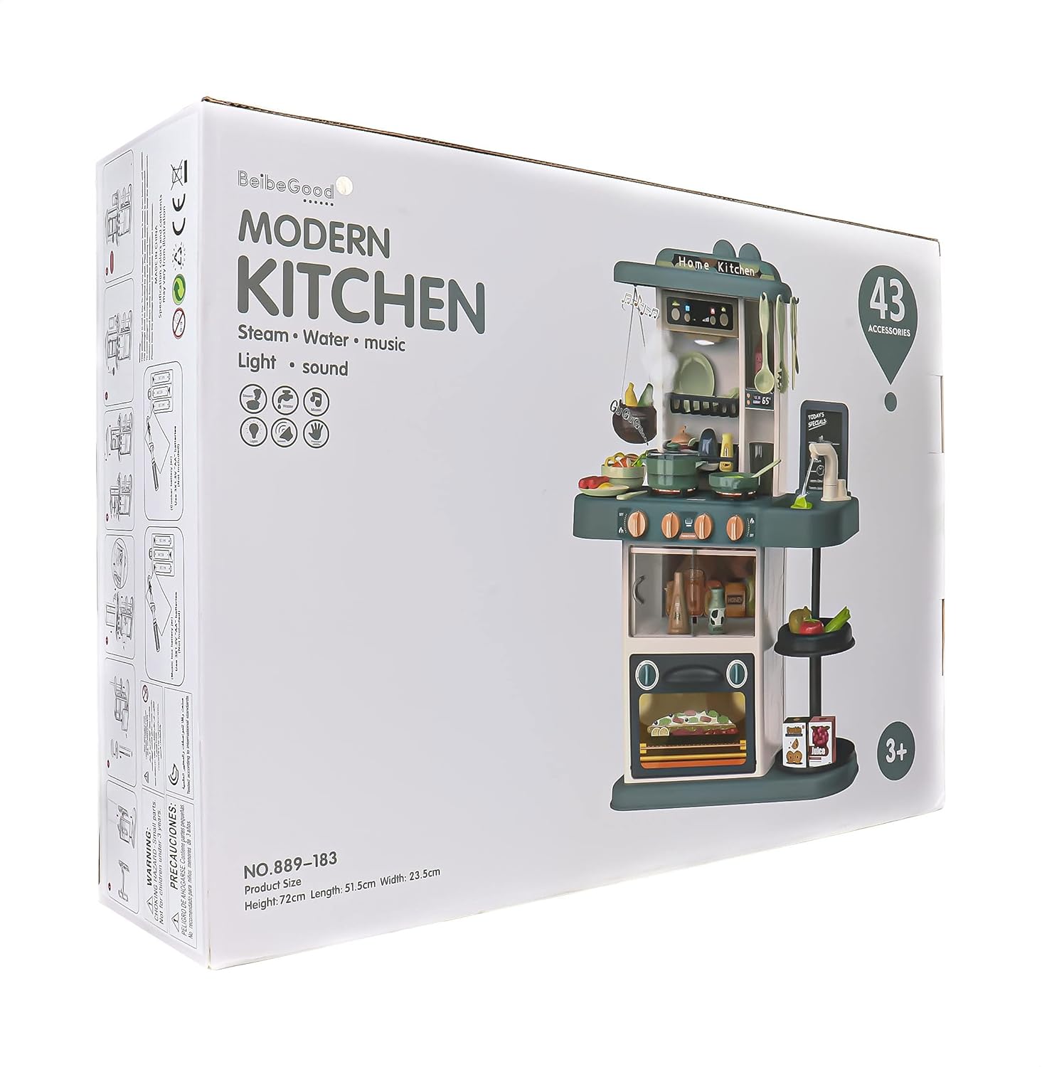 Modern Kitchen Playset, Simulated Kitchen Toys, Kids Kitchen Pretend Play Set, Play Cooking Set, Multicolor - Box Damages
