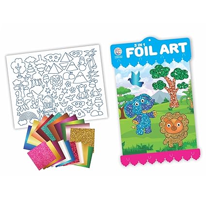 Ratna's 3 in 1 Foil Art DIY Creative Activity Kit for Kids - Multicolor