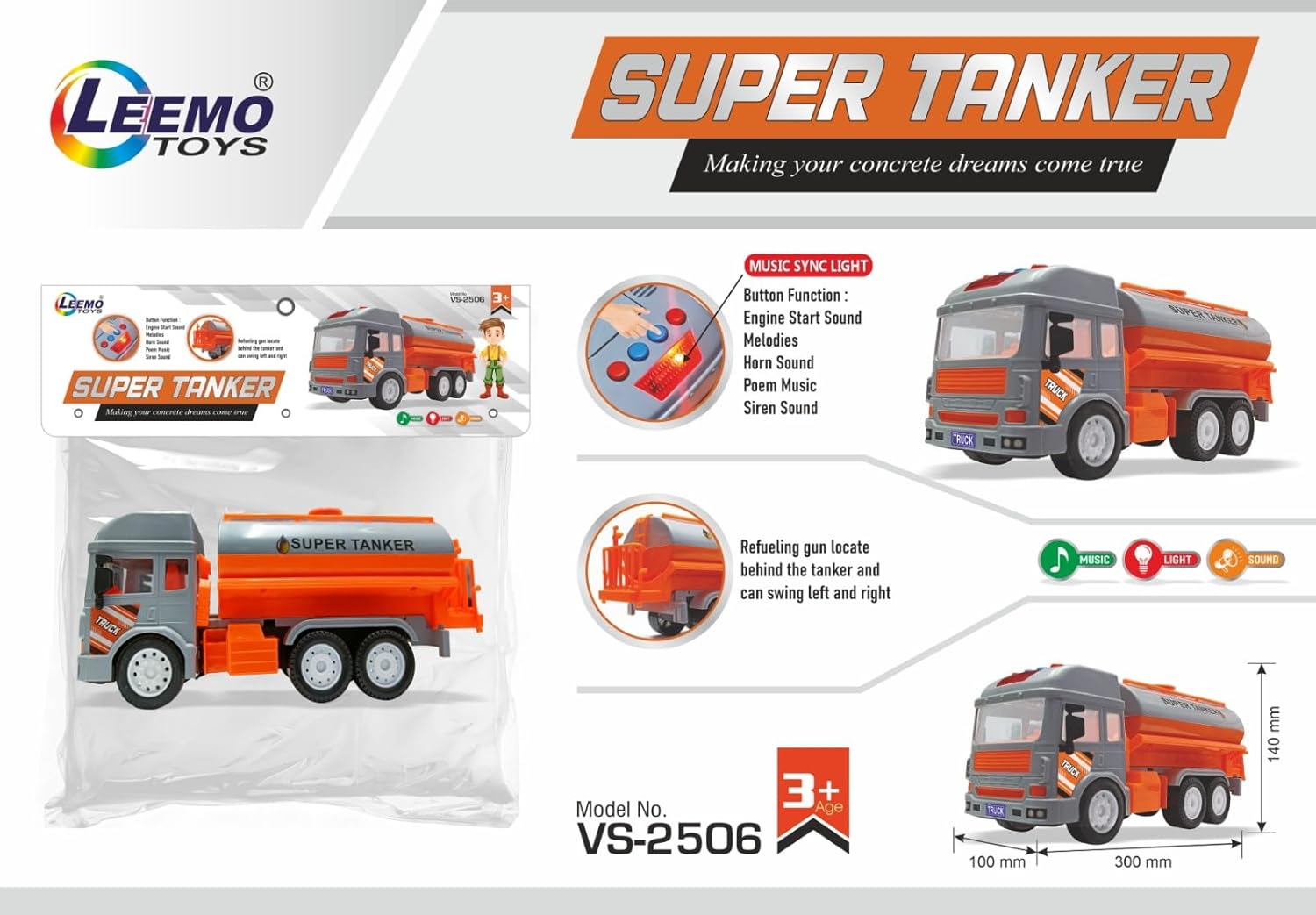 Leemo Friction Powered Super Tanker - Multicolor