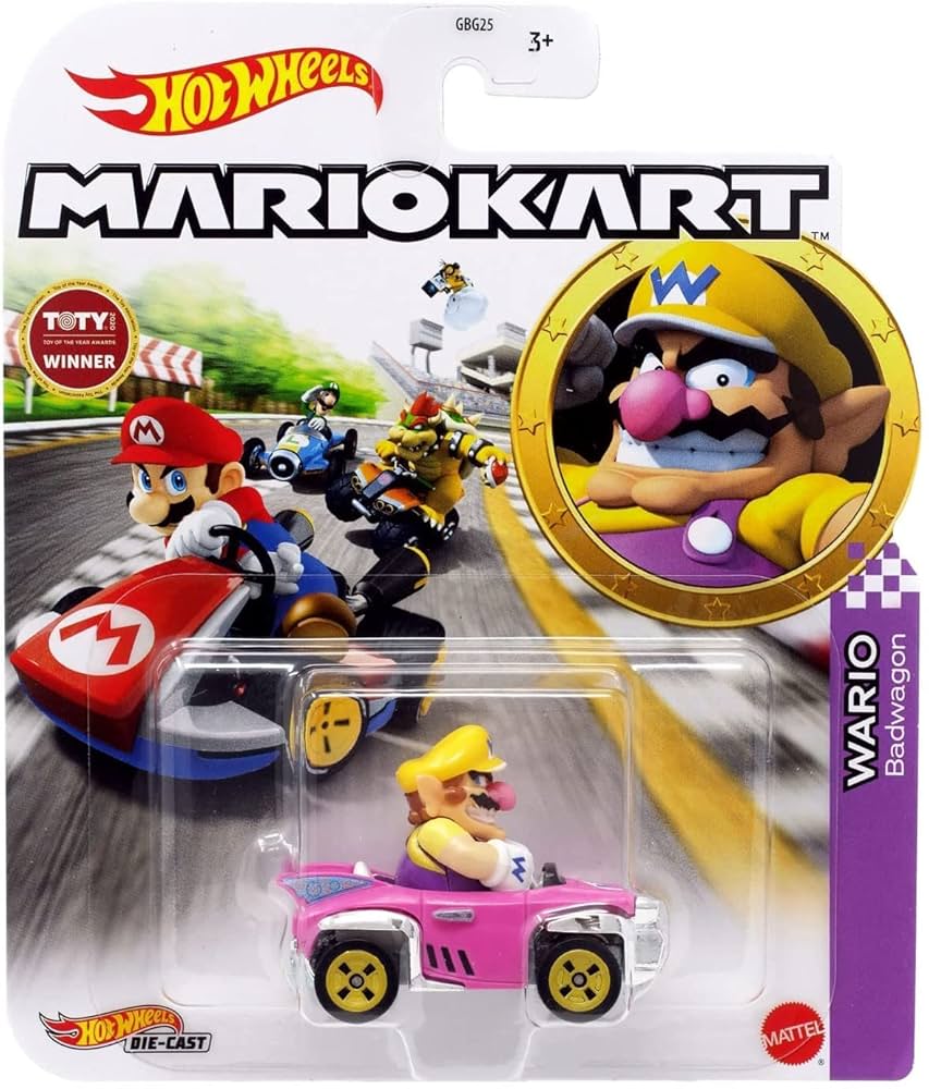 Hot Wheels Mario Kart - Mini Cars Mattel - Combo of 2 Cars - Wario & Luigi - GBG25 - 954T