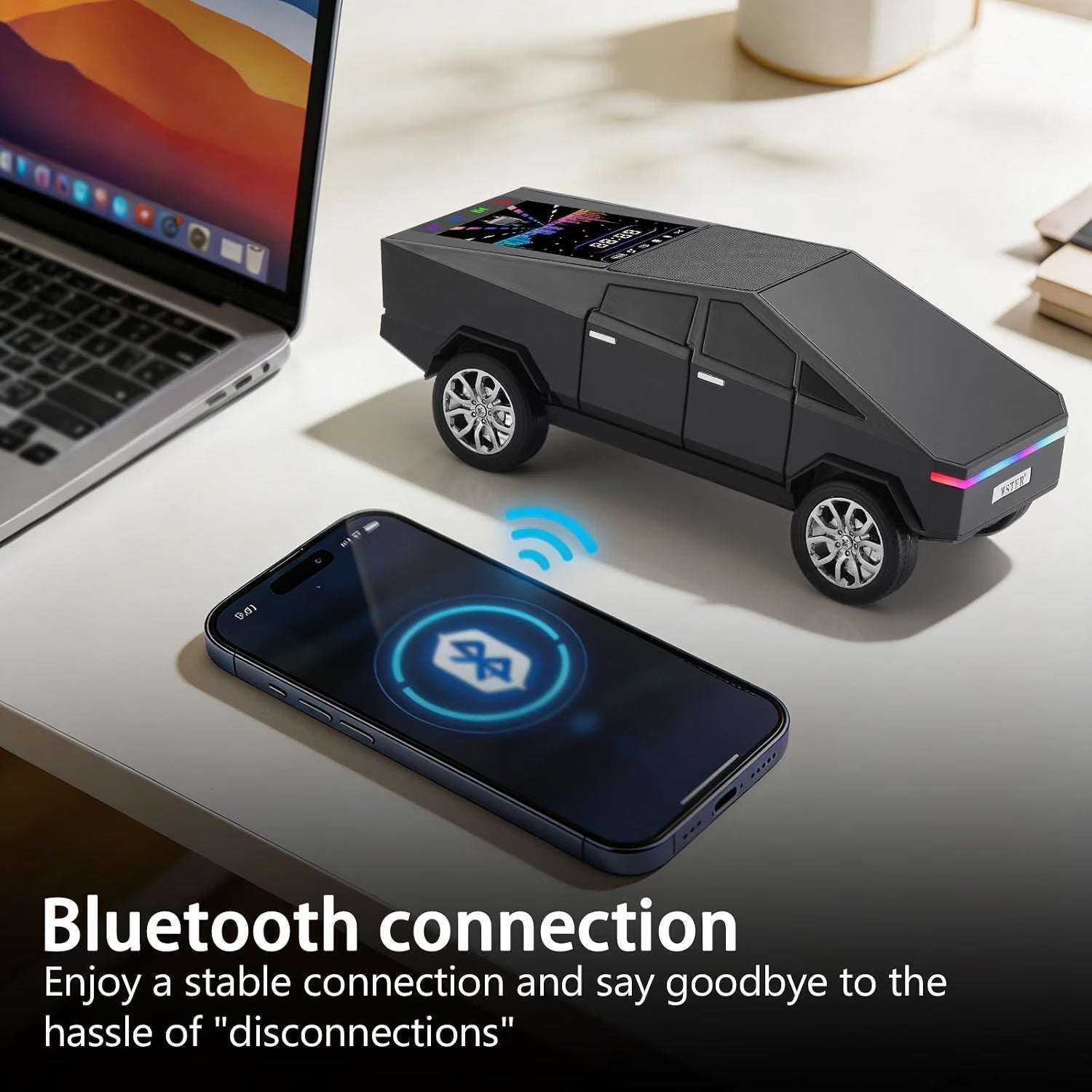 Cybertruck Model - Bluetooth Speaker - Car Design Wireless Speaker, Portable Bluetooth Speaker with LED Lights & Rechargeable Battery - Multicolor