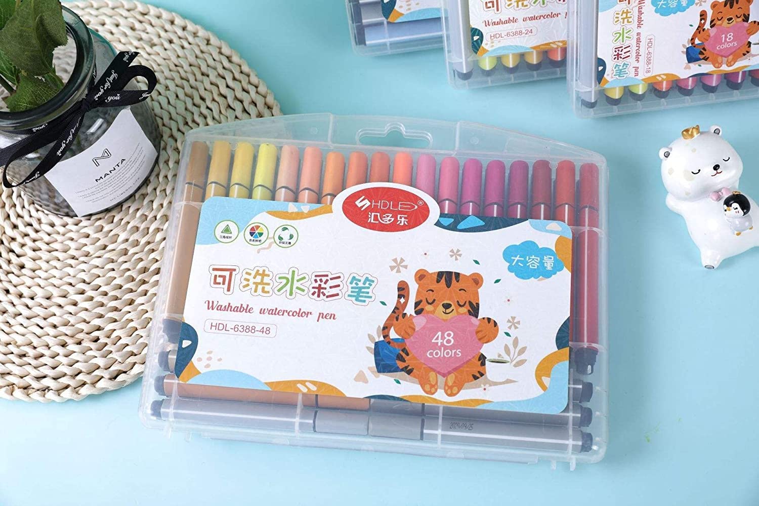 Washable Watercolor Pens Set - Colouring Kit Art Markers Colour Sketch Pens Set Kids 48 Shades
